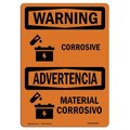 Signmission OSHA Warning Sign, 7" Height, 10" Width, Rigid Plastic, Material Corrosivo Bilingual, Landscape OS-WS-P-710-L-12531